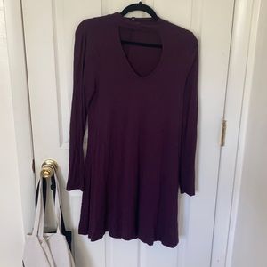 Plum purple long sleeve cut out dress